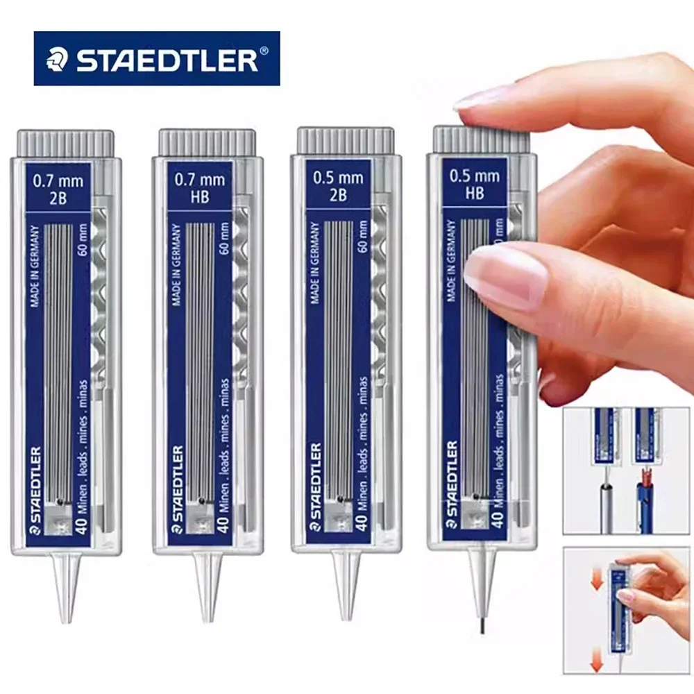 1 caja de lápices mecánicos alemanes STAEDTLER 255, núcleo de grafito, núcleo de grafito de 0,5/0,7mm, accesorios escolares, regreso a la escuela