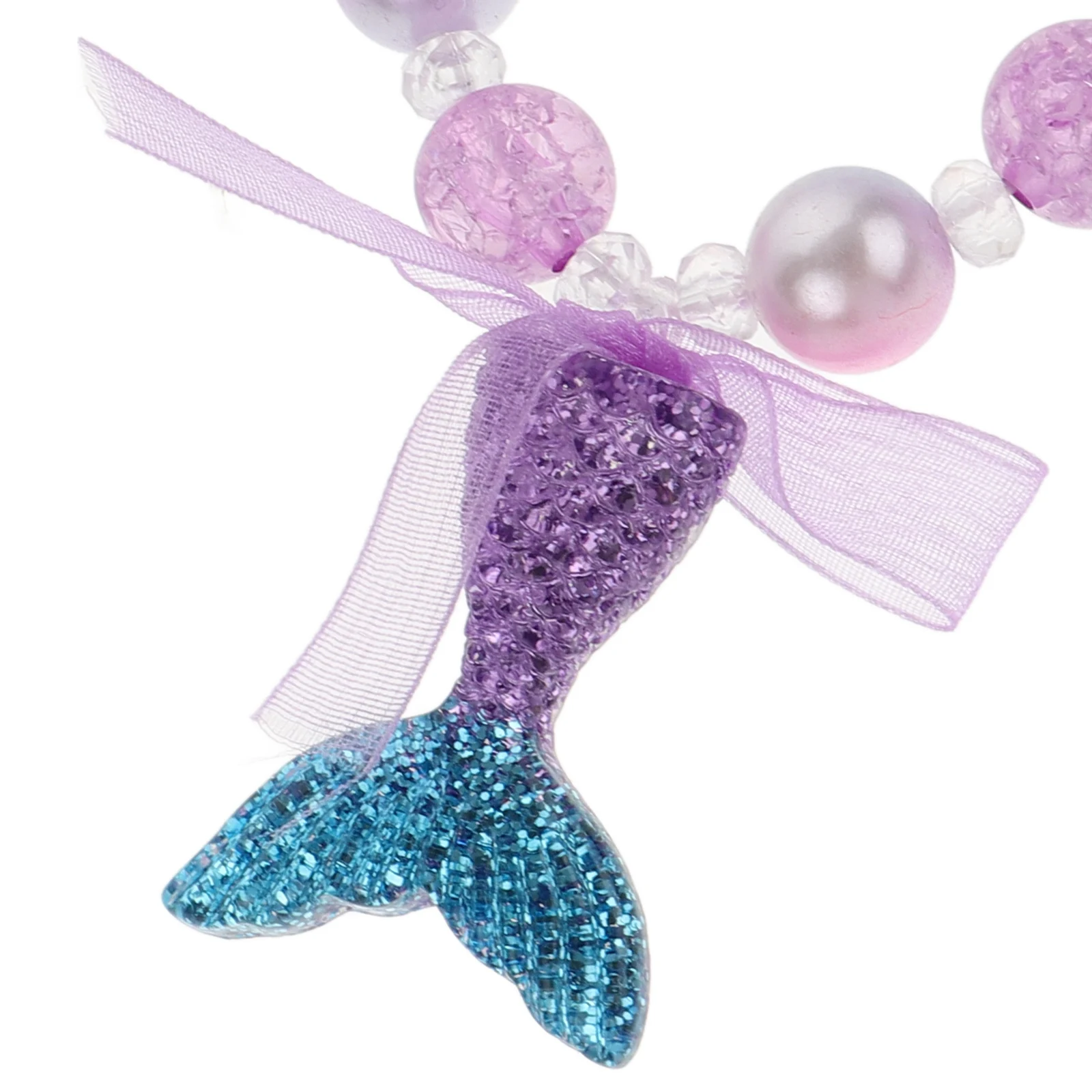 Pearl Shell Bracelet Mermaid Girls Necklace Resin Bracelets Jewelry Set Beach Bead Party Accessories Children Decorative Teen