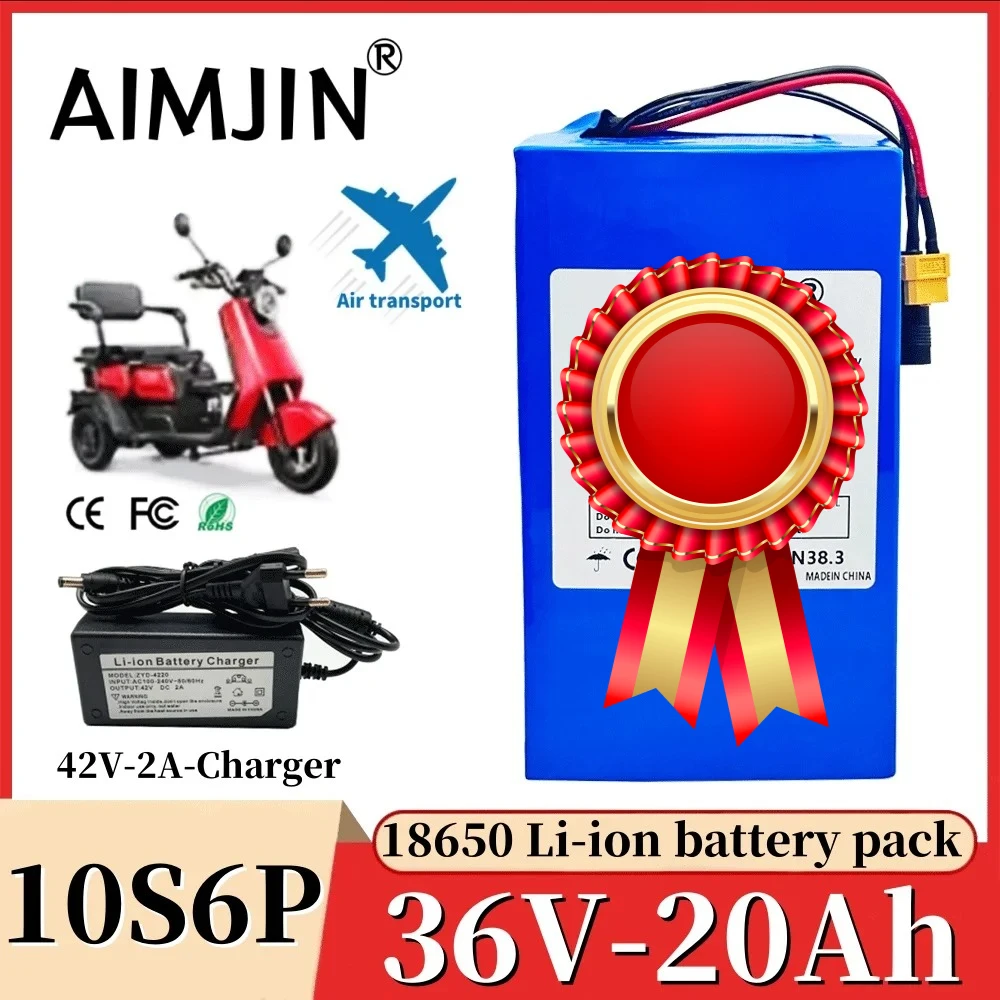 

10S6P 36V 20000mAh Rechargeable 18650 Lithium-ion Battery Pack Built in BMS Suitable for Electric Scooter Battery