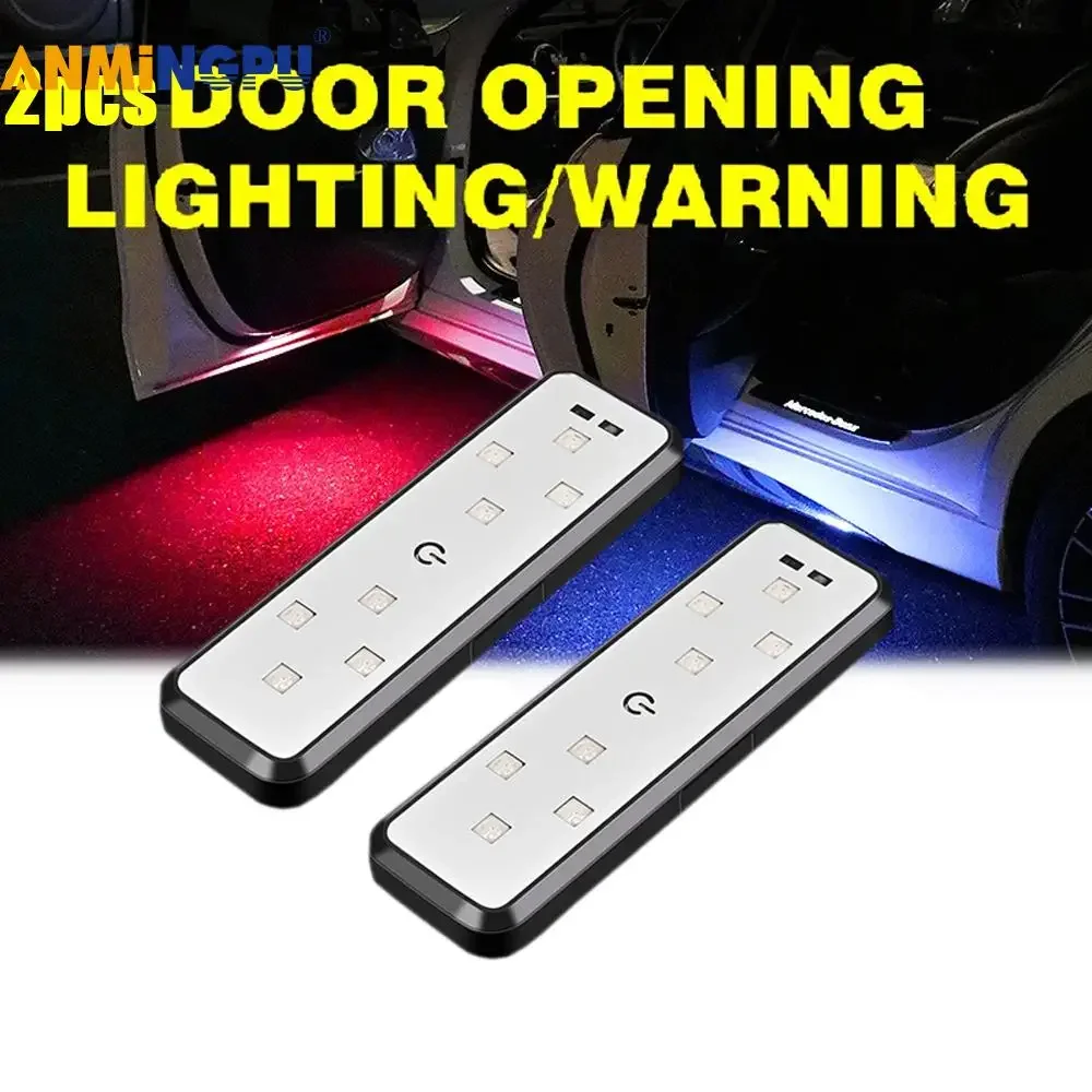 2/4Pcs Car Warning Door Light LED Anti-collision Door Burst Flashing Light Inductive Atmosphere Welcome Light Wiring Free