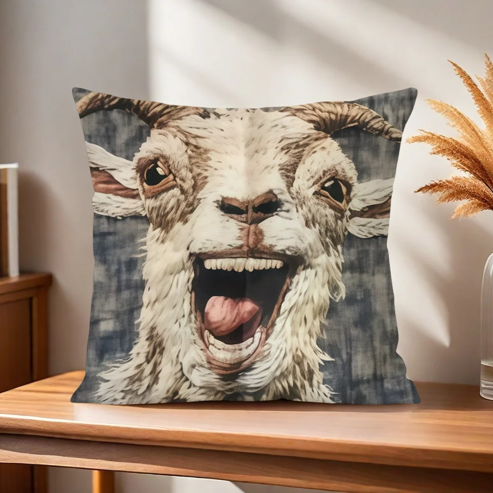 Spooky Goat Face Kissenbezug, Kissenhülle für Zuhause, Sofa, Wohnzimmer, Büro, Café, Auto – Detail 5