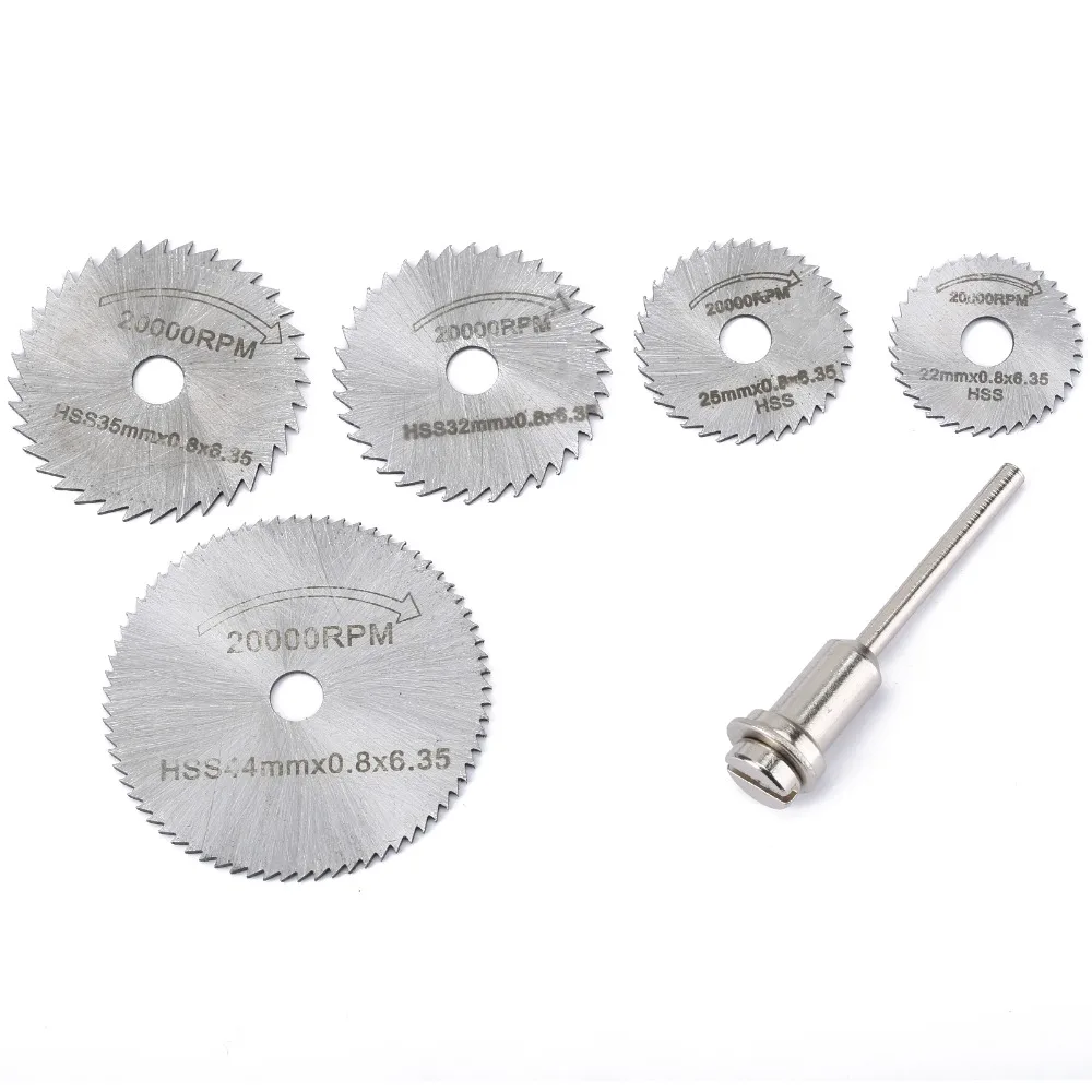 Диск для циркулярной пилы из быстрорежущей стали, 6 шт./комплект, отрезное колесо, полировка, шлифование, режущие диски с оправкой 3,17 мм для вращающегося инструмента Dremel