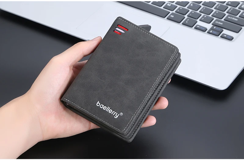 Brand Men PU Leather Short Wallet With Zipper Coin Pocket Vintage Big Capacity Male Short Money Purse Card Holder New