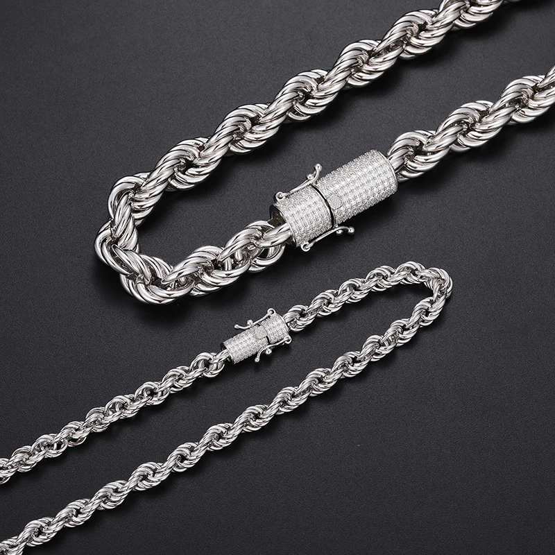 TUHE High Quality Rope Chain Necklace Man Women Braided Rope Chain silver 925 For Man Hip Hop Jewelry Fashion Gift