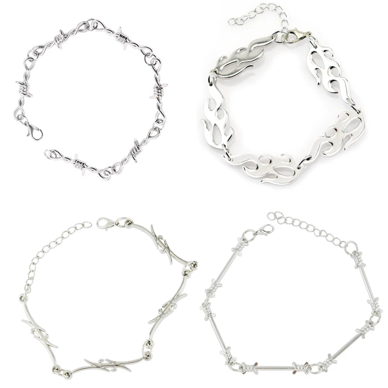 Wire Thorns Iron Unisex Bracelets Women Hip-hop Gothic Punk Style Barbed Wire Small Thorn Chain Collar Choker Jewelry Gift