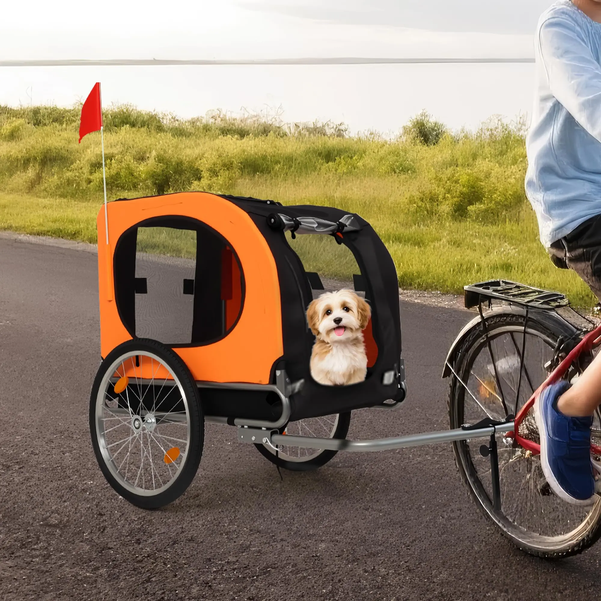Dog Bike Trailer,88 lbs Pet Cart with Quick Release Wheels & Foldable Frame– Waterproof 600D Oxford Cover – Mesh Windows – Easy Assembly – for Small to Medium Pets - view 6