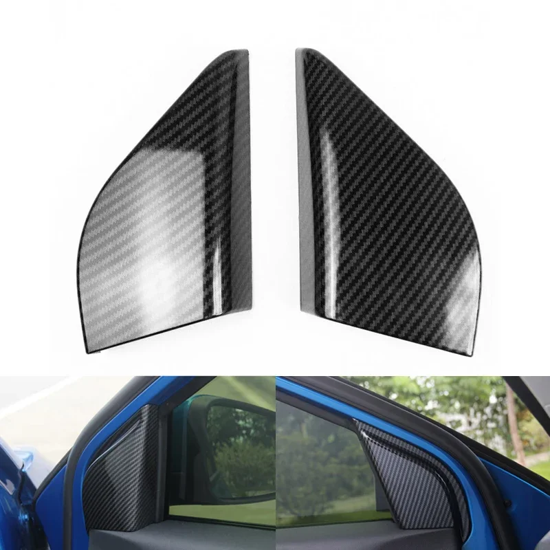 2 Pcs Car Front Door Interior Triangle Cover Trim Window A Pillar Decal Carbon Fiber Pattern Stickers For Ford Focus 2019 2020