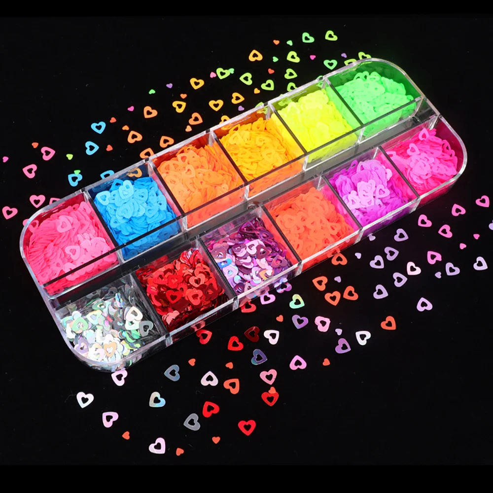 Silicone world 12 Grid Glitter Flakes Sequins Letter Sequins for Epoxy Resin Mold Clay Slime Filler Making Jewelry Gift DIY