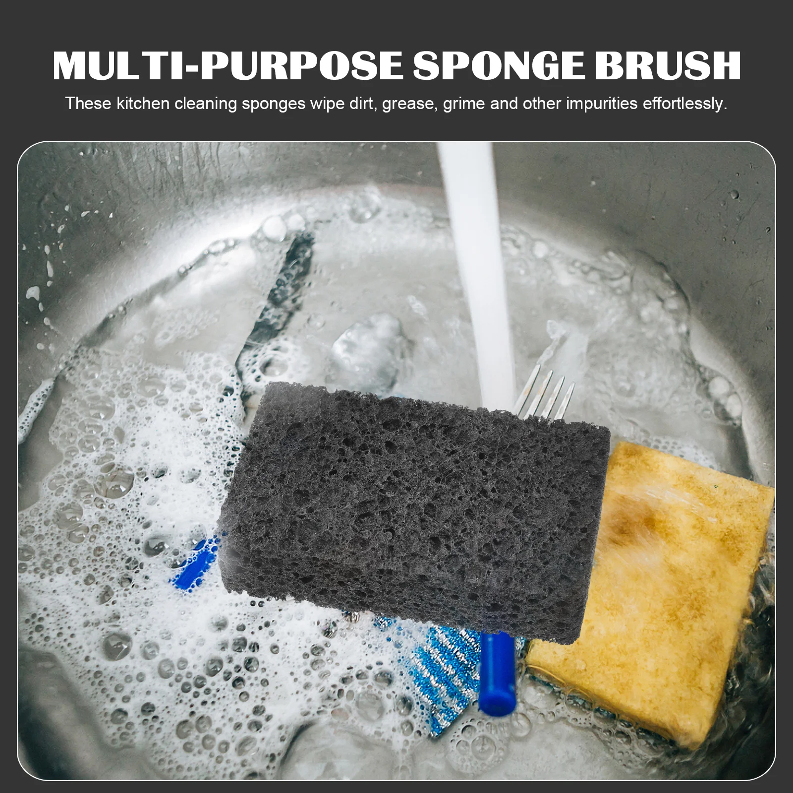 

12 Pcs Cleaning Sponge Wood Pulp Cotton Kitchen 11x7x2 5cm Black Dish Washing Scrub Scouring Pad Dishes Pots Walls Tabletops