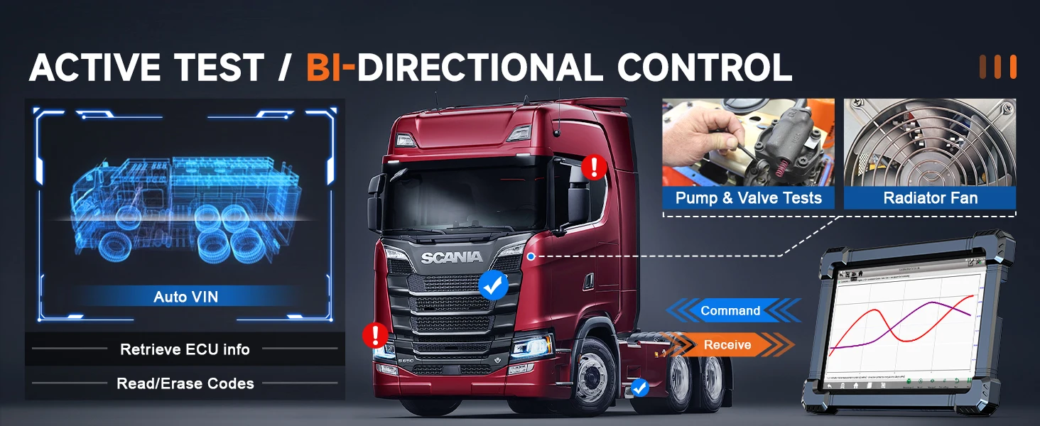 2026 Ancel X7 HD Trucks Professional Diagnostic Device Complete System OBD2 Scanner ECU Oil Reset Bi-directional for Iveco MAN