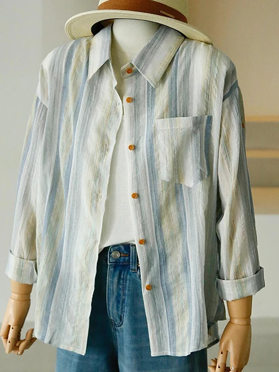 

Летняя мода, тонкий, чистый хлопок, дышащий, длинный све, женский, защищающий от солнца, в полоску, в стиле ретро, для поездок на работу, на пуговицах