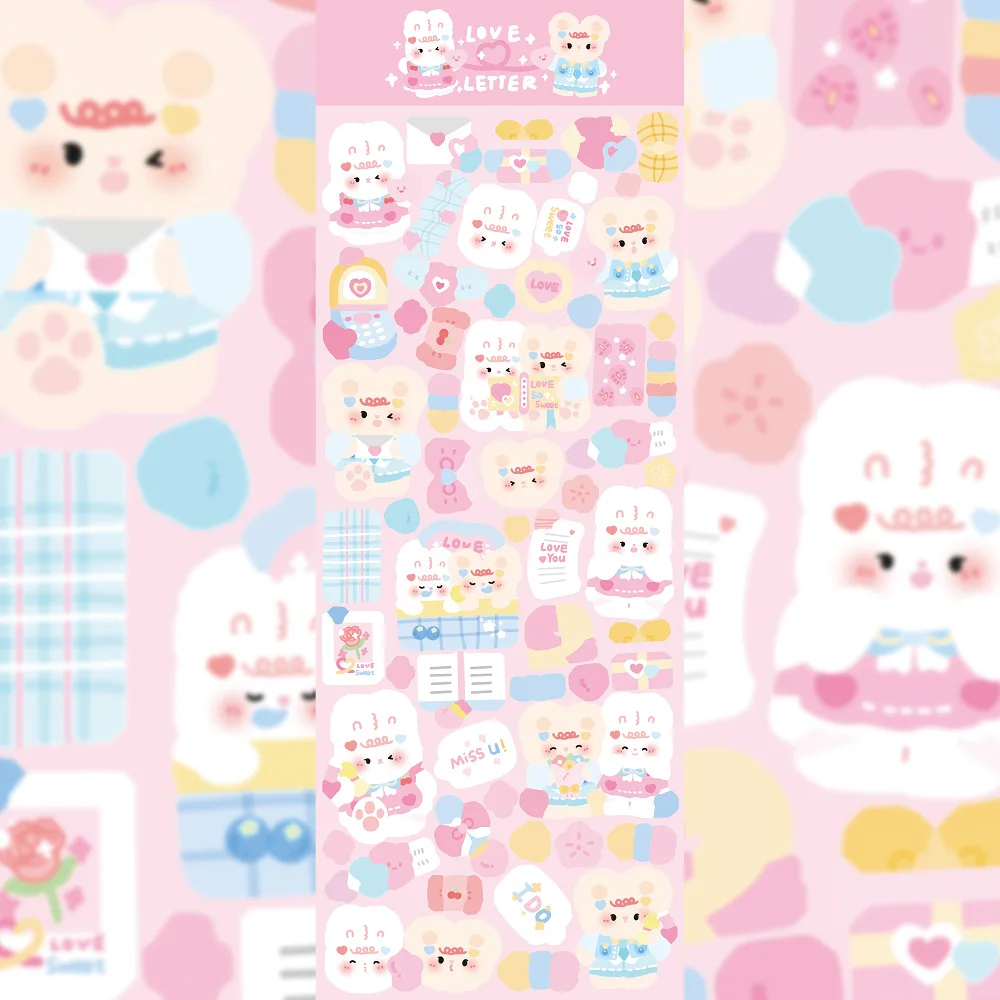 Cute Cartoon Animal Sticker Ins Korean Laser Goo Card Hand Account DIY Sticker