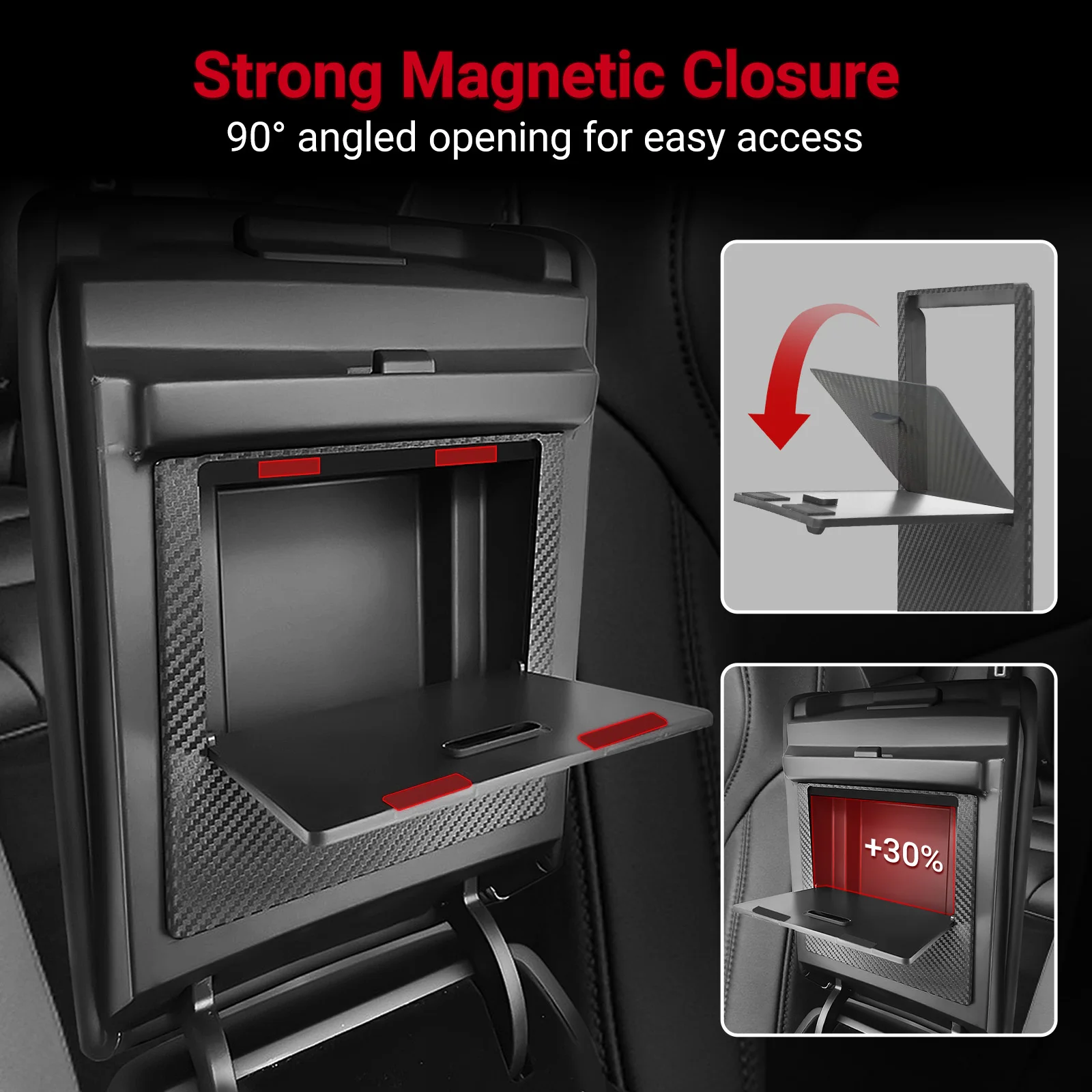 Pokrywa schowka centralnego konsoli samochodowej ABS z włókna węglowego do Tesla Model 3 Y 2017-2022 2023, akcesoria do ukrytego schowka w podłokietniku