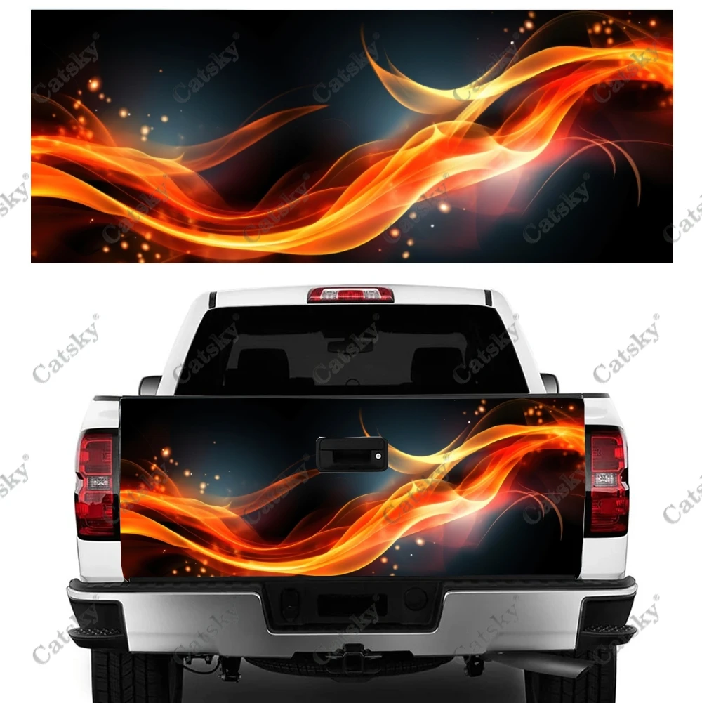 Wave Flame Truck Tailgate Wrap Professional Grade Material Universal Fit for Full Size Trucks Weatherproof