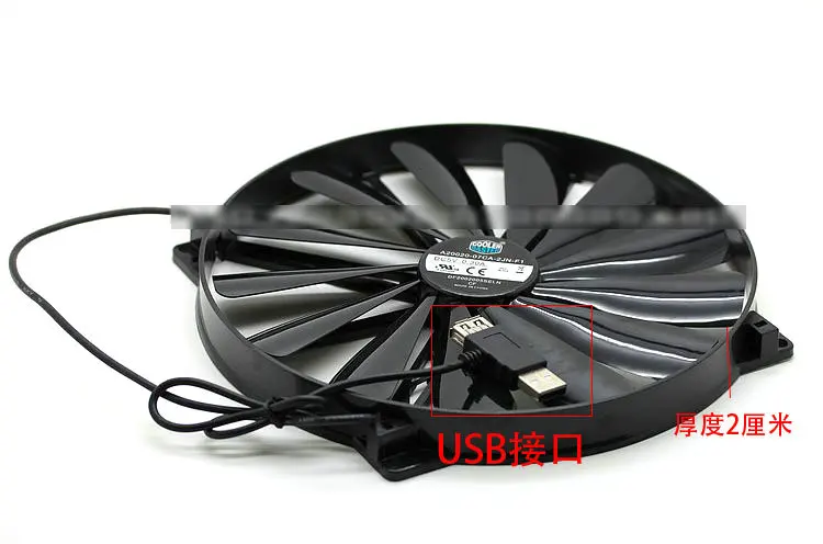 Original A20020-07CA-2JN-F1 DF2002005SELN 5V 0.30A 20cm 200*200*20MM USB cooling fan