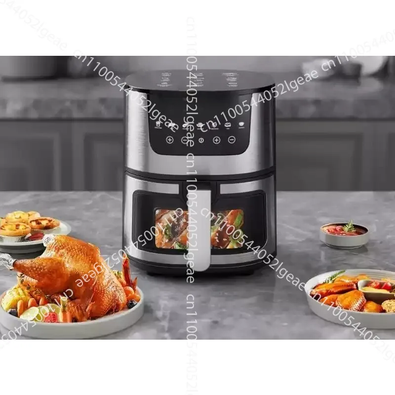 Large-capacity Air Fryer with Viewing Window – Stainless Steel, Multi-function Electric Fryer for Home Use