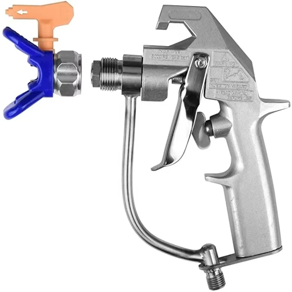Silver 345 Airless Spray Gun with 517 Tips 5000psi Airless Paint Sprayer High Pressure Spray Gun for Painting