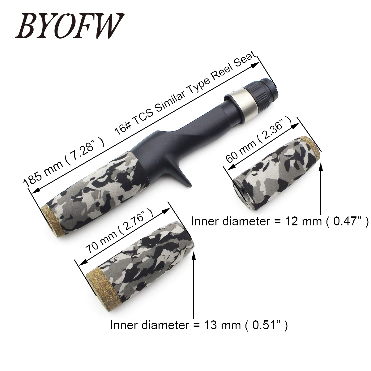 BYOFW 1 Set Gray EVA Camouflage Fishing Rod Handle Split Grip Reel Seat Repair Baitcasting Pole Building DIY Replacement Tackle