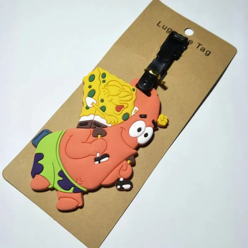 SpongeBob Patrick Star Luggage Tags Cartoon ID Address Name Holder Baggage Tag Cute Travel Accessories PVC Portable Label Gift