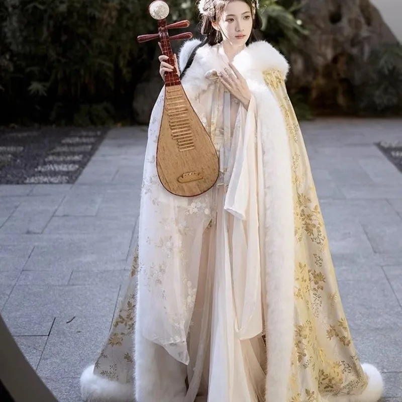 

Shawl Ancient-style Long Cape Coat Popular Outdoor Performances Fashionable Comfortable Jacket Hanfu Cape Winter Thickened Warm