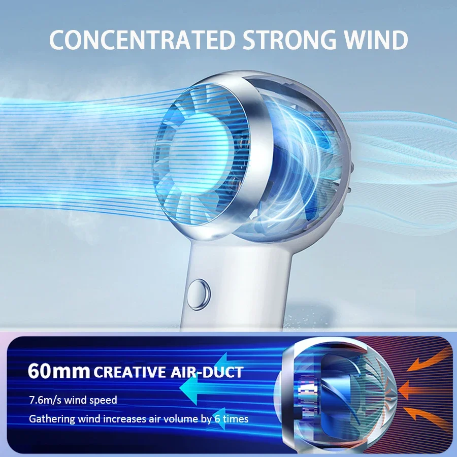 2025 New Ultralight Only 60G Mini Size Handheld Fan Portable Fan Air Cooler Pocket Fan Rechargeable for Travelling Shopping image 5