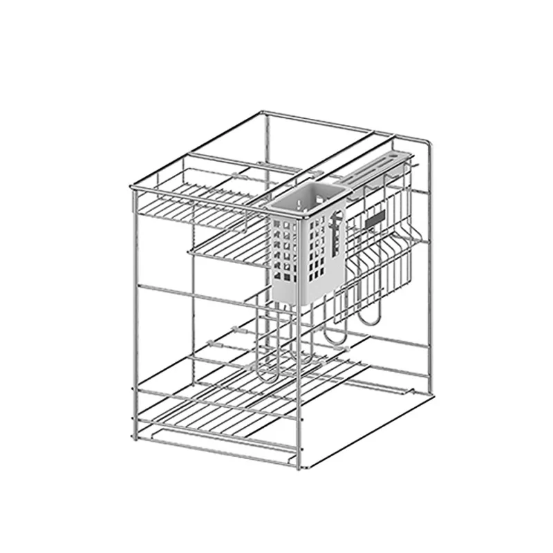 

Kitchen Stainless Steel Seasoning Basket Cabinet Seasoning Basket Storage Shelf Static Slide