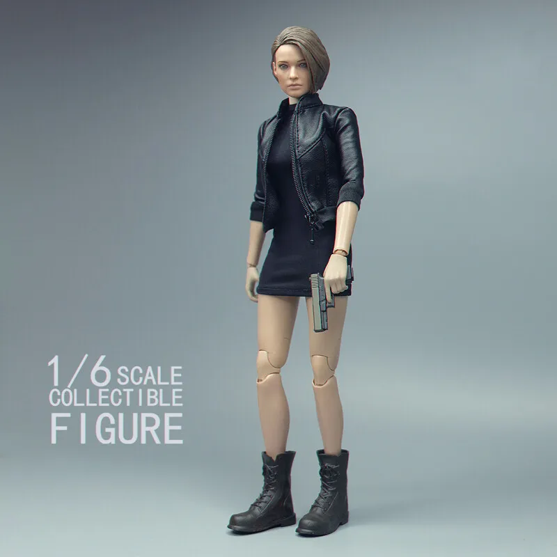 

1:6 Black PU Leather Jackets Half Sleeve Jacket Tops coat F 12" PH Female Body