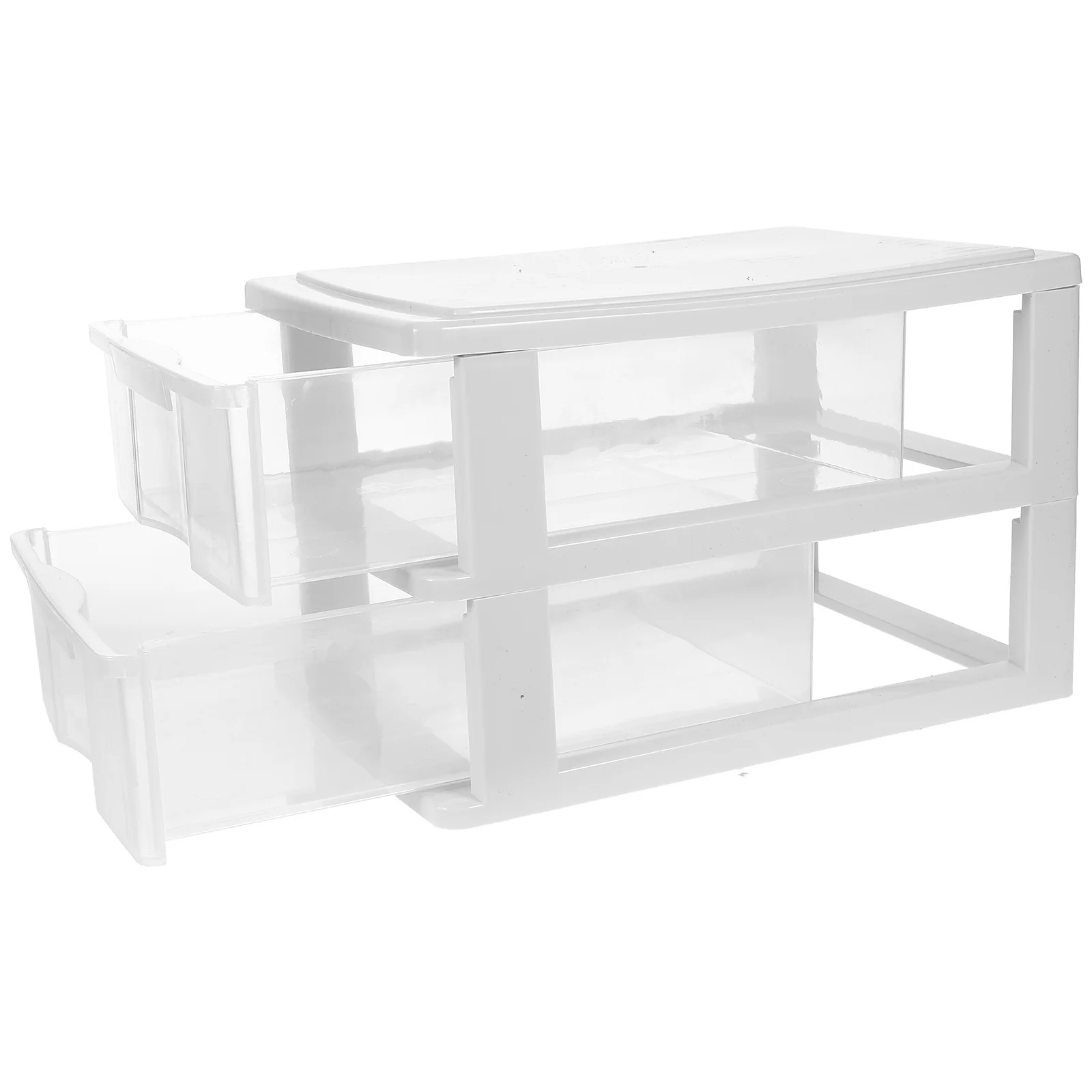 Caja de almacenamiento de escritorio transparente, cajón apilable de doble capa, organizador de maquillaje, joyería, soporte para artículos diversos, cajón apilable