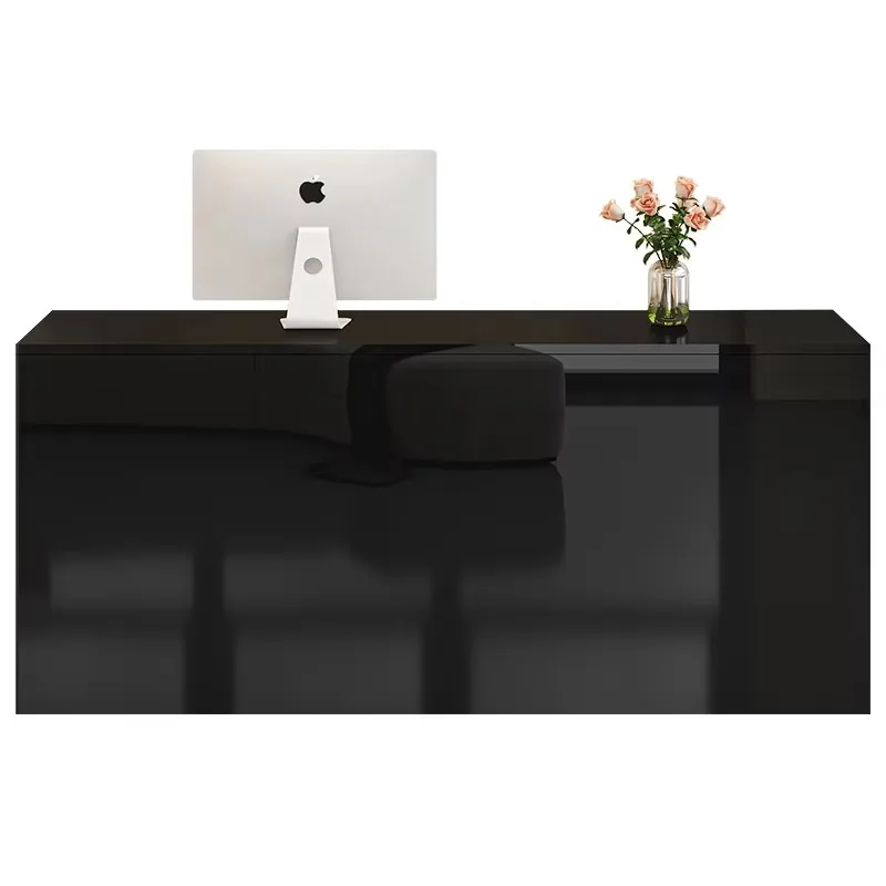 الأعمال الخشبية ماكينة تسجيل المدفوعات النقدية منصة صالون مكتب مكاتب استقبال فريدة من نوعها التصميم الحديث استقبال الأثاث التجاري #6