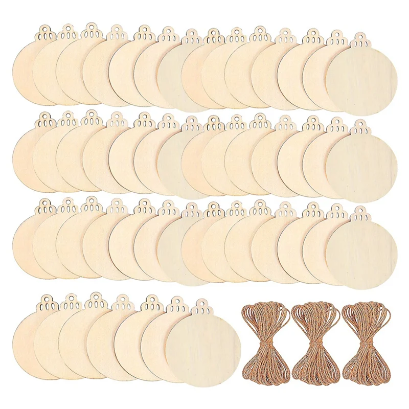 

AS94-120Pcs Wood Slices 3.5Inch Wooden DIY Christmas Ornaments Unfinished Predrilled Wood Circles For Crafts Centerpieces