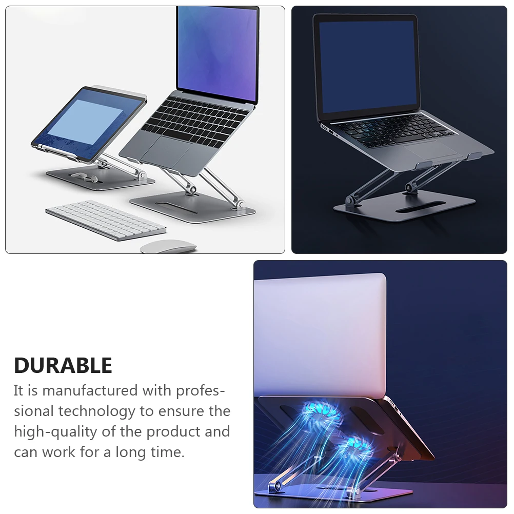 

Dual Fan Cooling Bracket USB Laptop Cooler Adjustable Silver Aluminum Alloy Quiet Stand