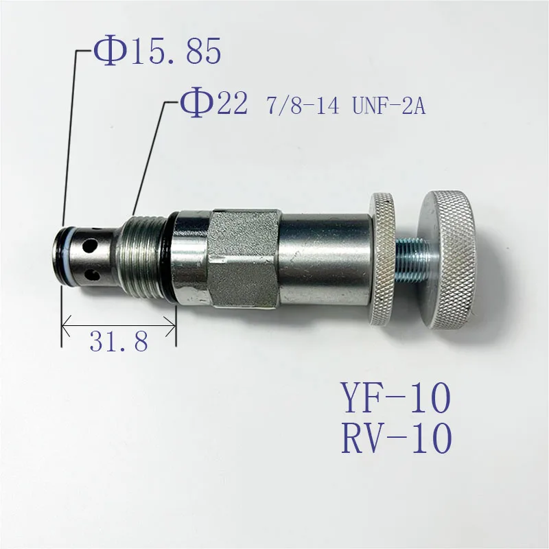 

Hydraulic Pressure Regulator RV10-00 Direct Acting Large Handle Threaded Cartridge Relief Valve