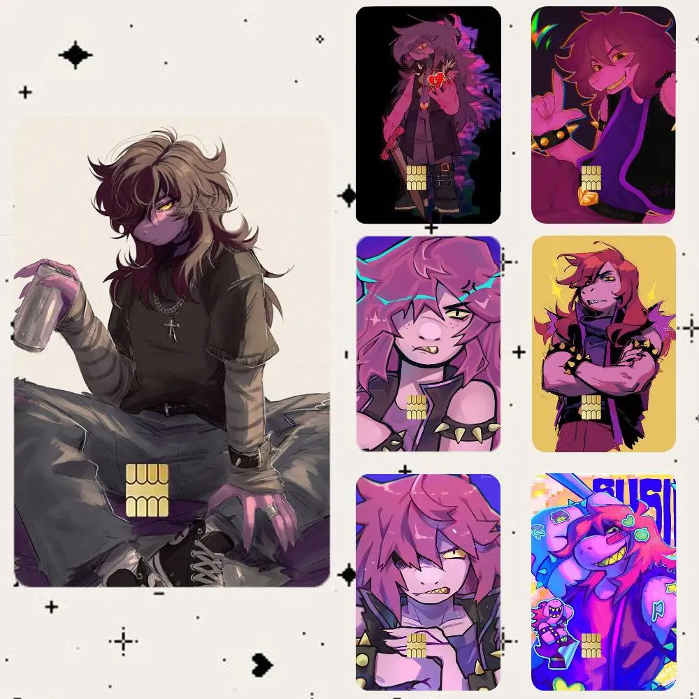 

D-Deltarune S-Susie HD Waterproof Card Skins Protective Stickers for Credit Bank Game Cards