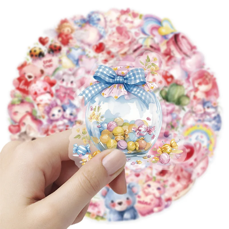 

50 прозрачных акварельных наклеек ко Дню святого Валентина с надписью LOVE, креативные наклейки для блокнотов, сумок для девочек, новые наклейки для детей