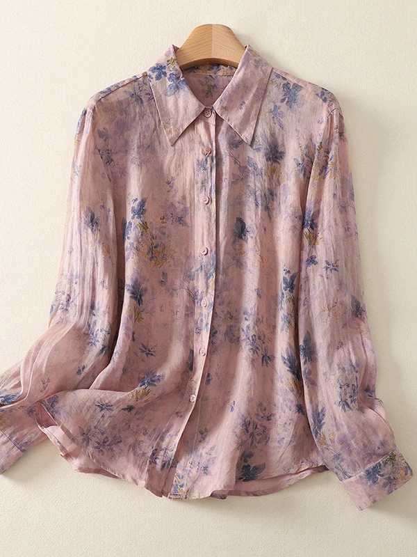 Artistic Style Cotton Linen Long Sleeve Shirt Women's Autumn Anti-Aging Slimming Beautiful Casual Top Outerwear Shirt