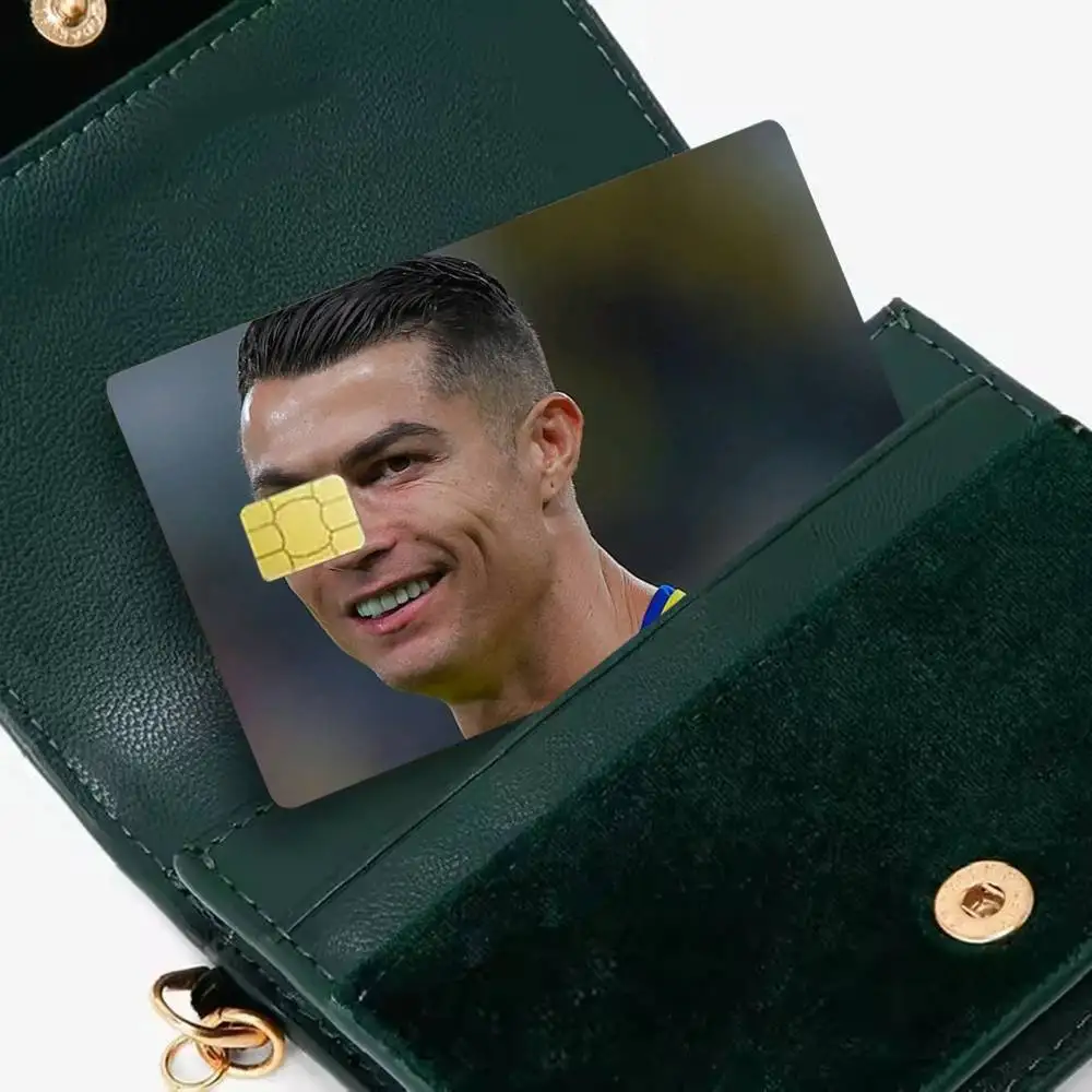 D-Cristiano Ronaldo Football 4pcs 1Set Laser Holographic Sticker Skin Cover for Credit Bank Debit Card