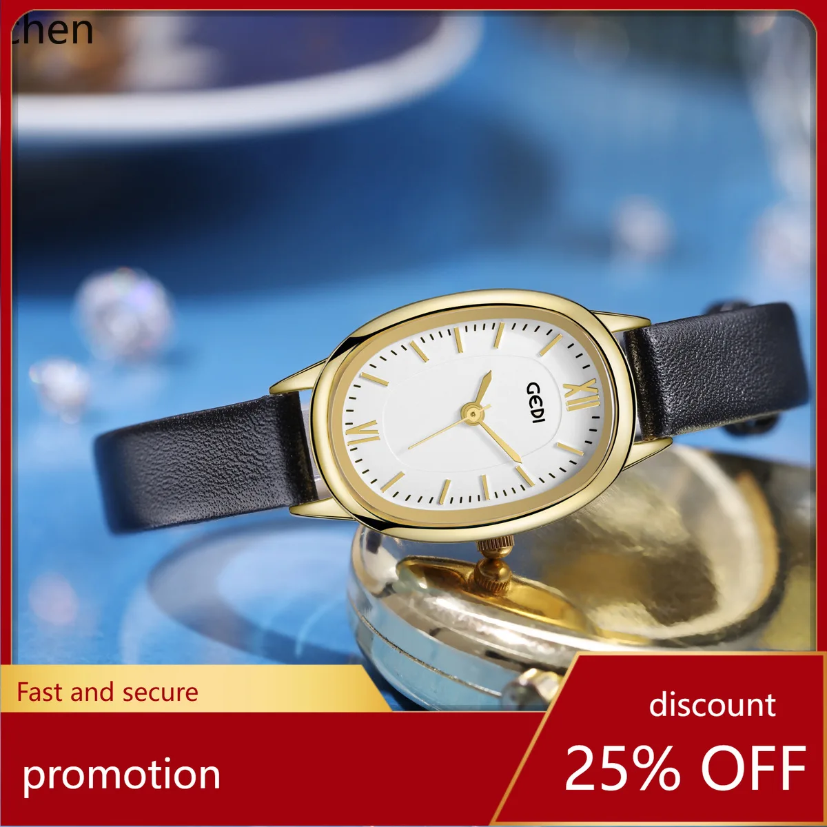 

Zml new oval dial minimalist retro high-end small genuine leather quartz watch