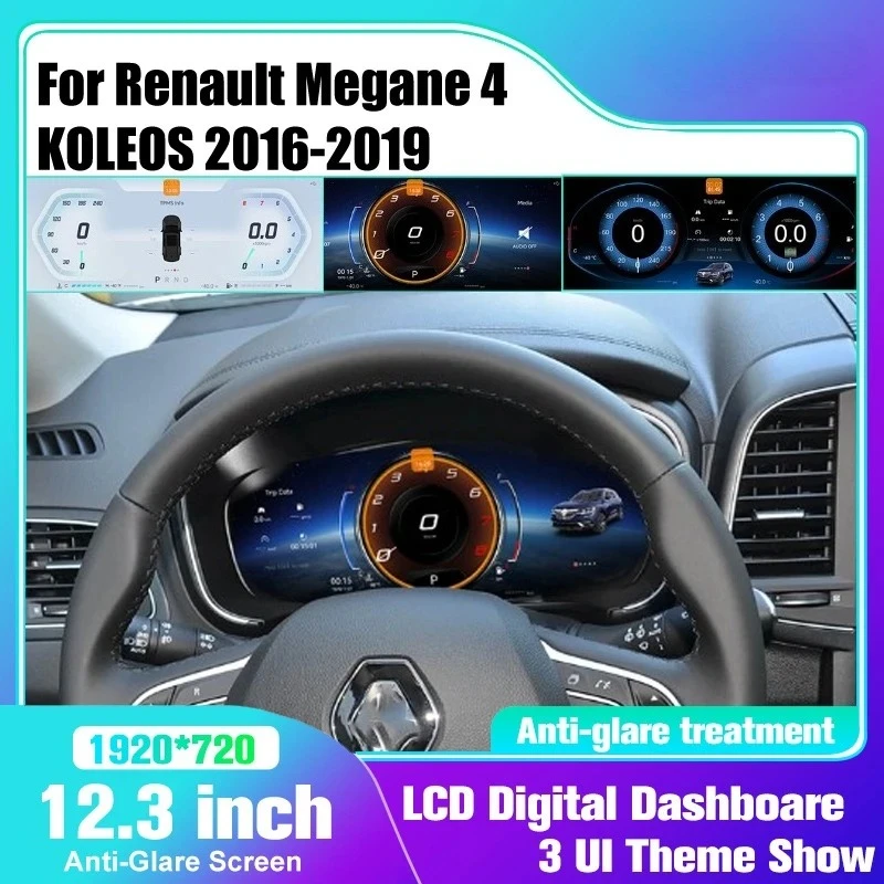 Picture 4: Dashboard  Cluster For Renault Megane 4/KOLEOS 2016-2020 Automotive speedometers 12.3inch LCDpanel digital instrument panel