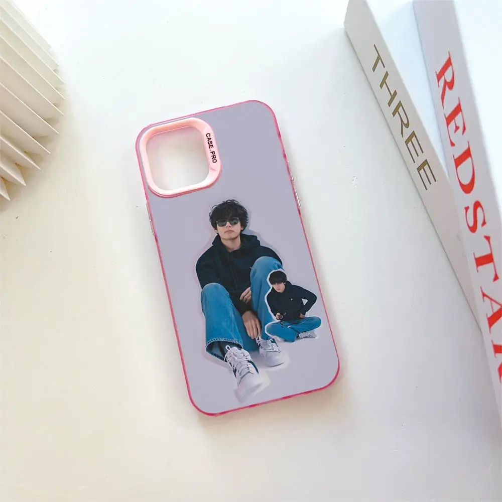 V Singer Kim Tae-hyung MINISO Phone Pink Popular In Korea Wholesale Case For IPhone 16 15 14 13 12 Pro XR Shockproof Color Cove