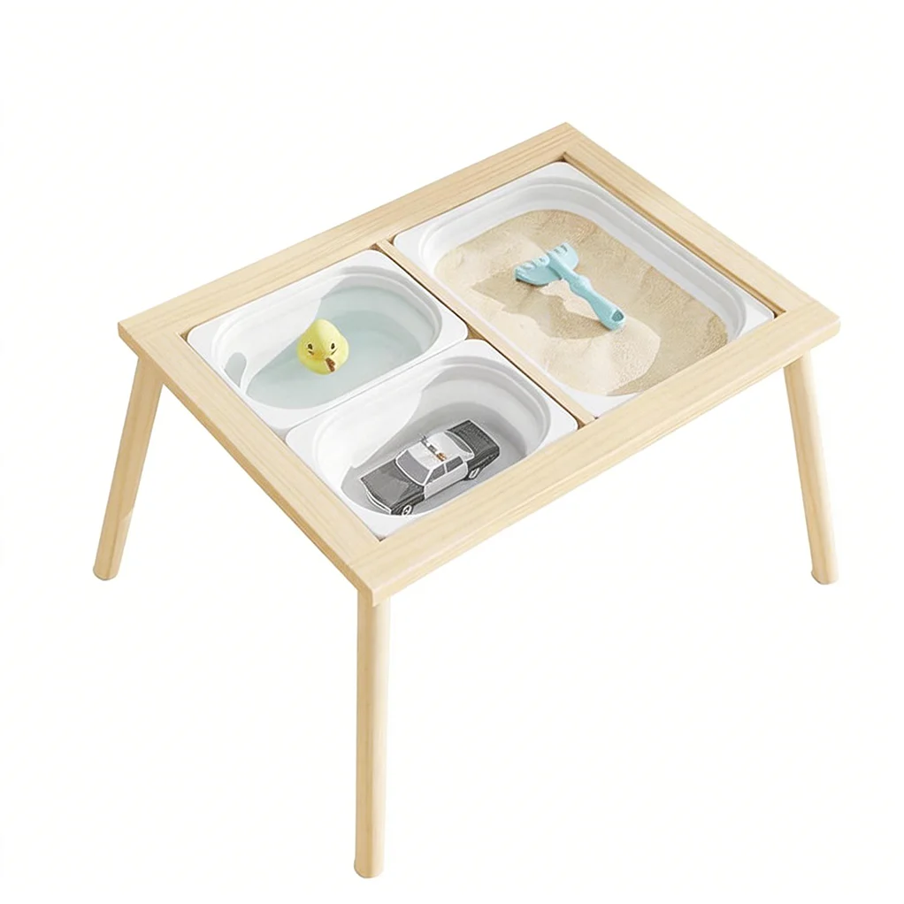 

Wooden Multifunctional - Activity Table with Drawing Board Sand Water Basin Storage Outdoor Sensory Table