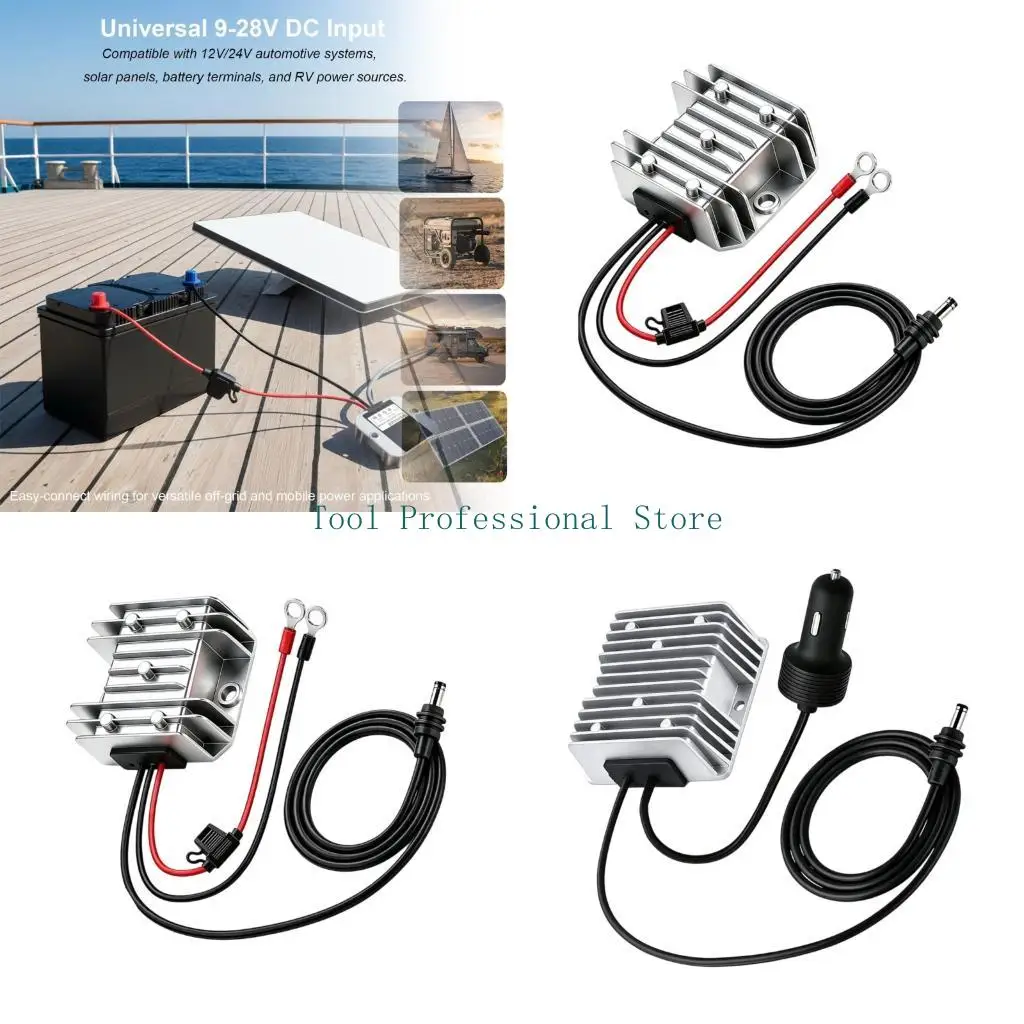 57QF Fixed 30V Output Adapter for 12V 24V Sources 105W, Aluminum Housing and Round Connector for Travel Service Use