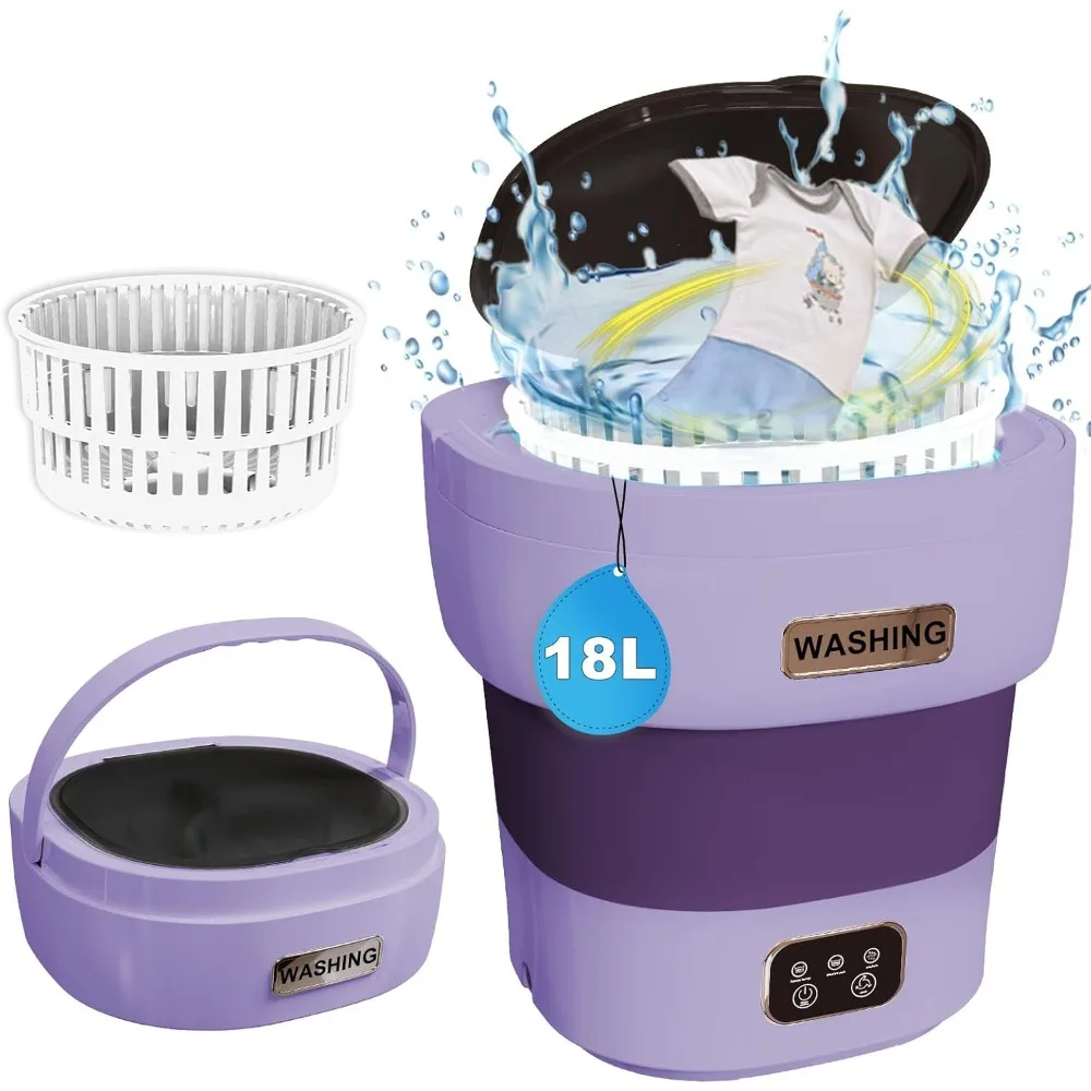 เครื่องซักผ้าขนาดเล็ก 18L,เครื่องซักผ้าแบบพกพา 3 โหมดทําความสะอาดลึกสําหรับชุดชั้นใน,เสื้อผ้าเด็กหรือถุงเท้า,MINI เครื่องซักผ้าพับได้