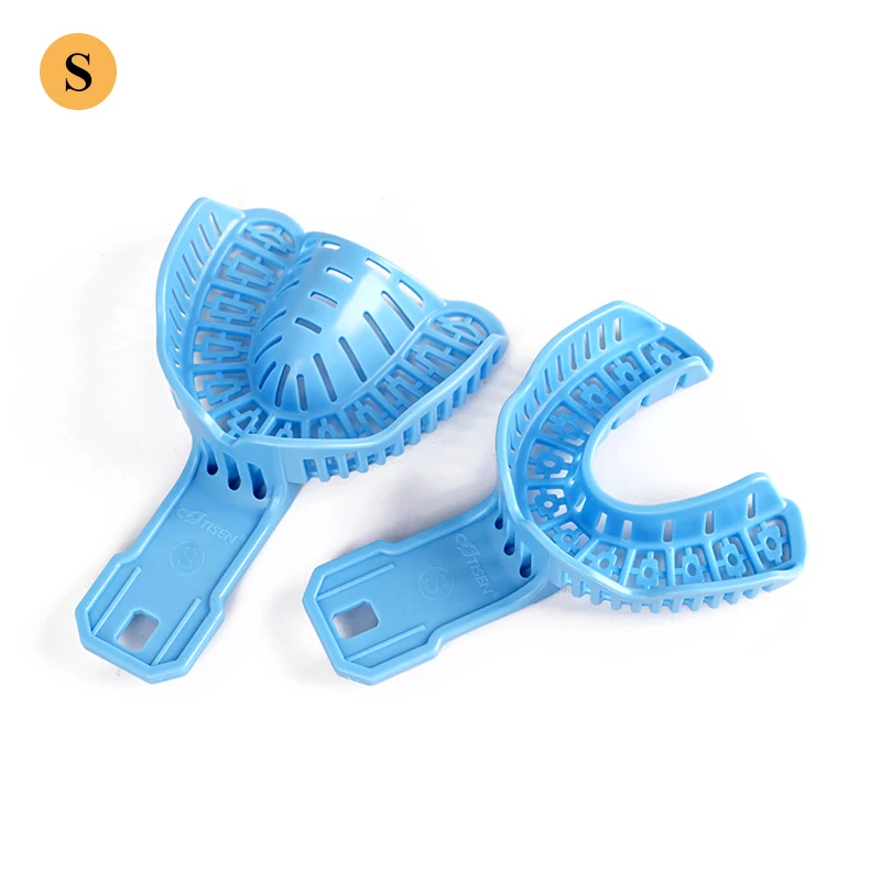 3 Pairs Dental Implant Tray Plastic Teeth Holder Full Mouth Partial Mold Tray Disposable Impression Trays S/M/L Dentist Tools