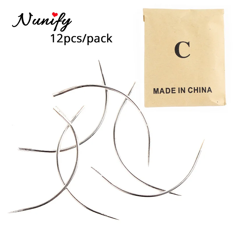 

12Pcs Curved Needle For Hair 6Cm C-Type Needles C Shape Wig Needles Professional Hair Weaving Needles Hair Extension Accessories