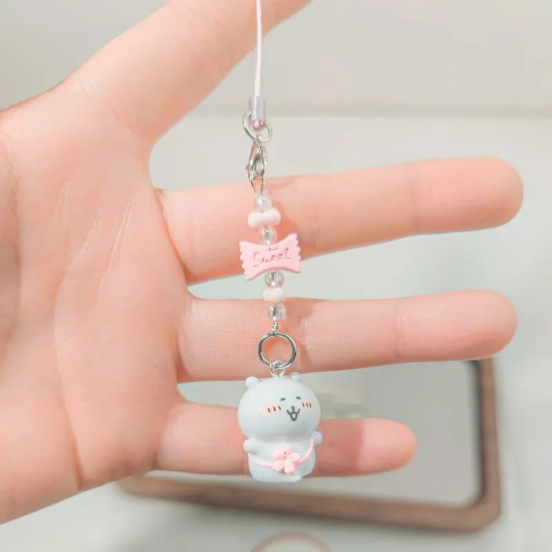 Cute Beaded Phone Strap Pink Green Flower Variations Kawaii Aesthetic Accessory Perfect Girly Gift for Fans view 2