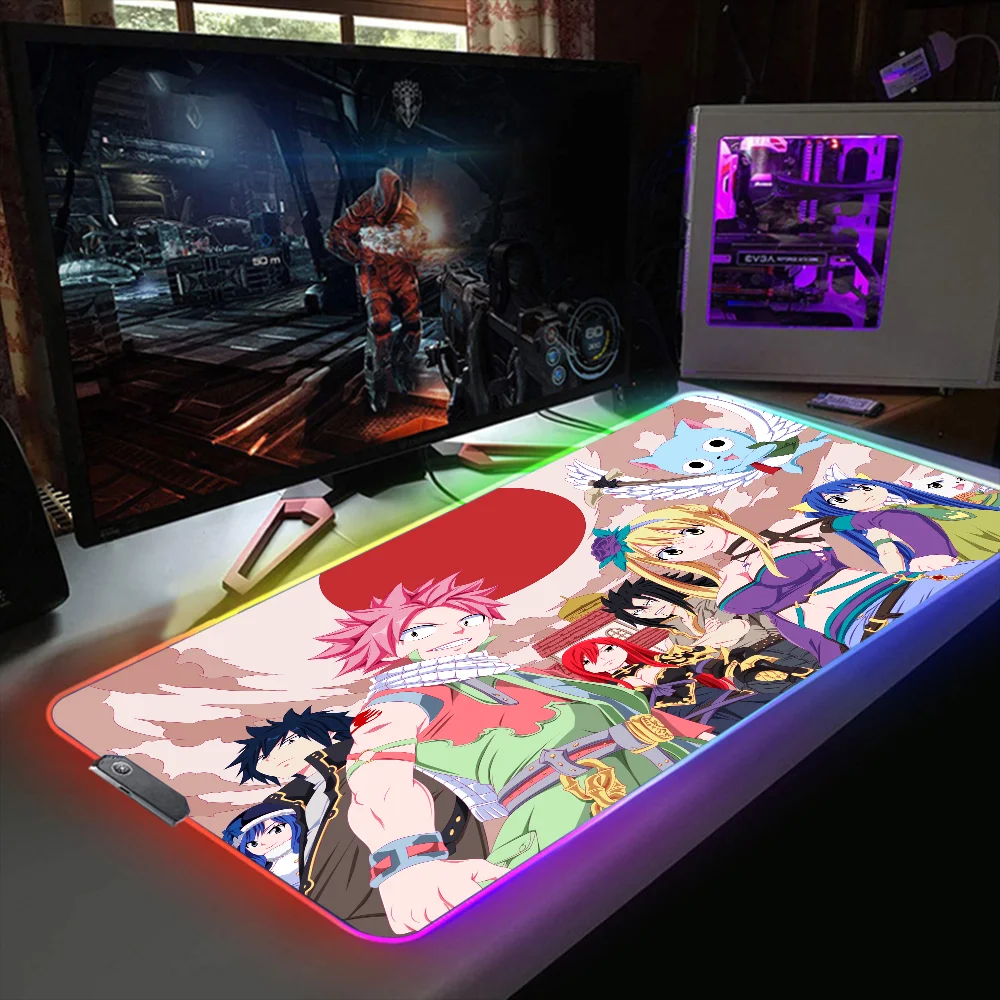 

Fairy Tail Kawaii Mouse Pad Gamer RGB Mousepad Xxl Pc Gaming Computer Desk Rubber Mat LED Mause Ped Mice Keyboards Peripherals