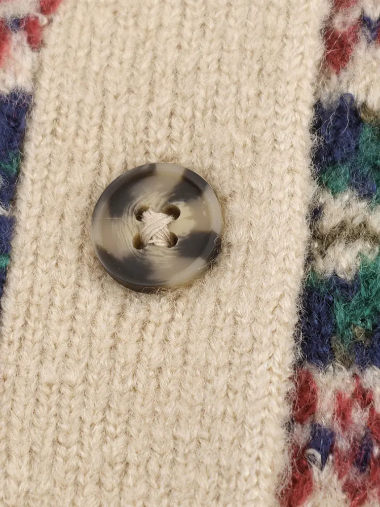 Nlzgmsj الخريف المرأة محبوك معطف موضة كم طويل زر شريط طباعة سترة مشغولة من الصوف المرأة أنيقة خمر معاطف قصيرة