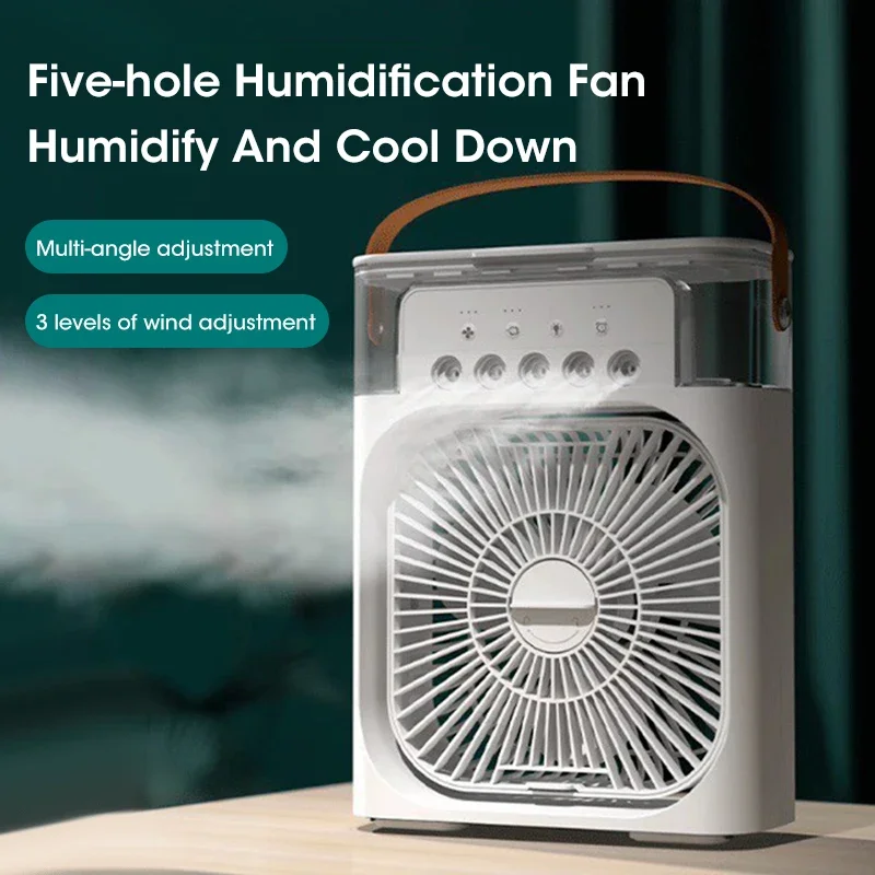 Table Spray Fan Five Hole Humidification Small Refrigeration Air Conditioner Mini Fan Water-cooled Silent Air Cooler