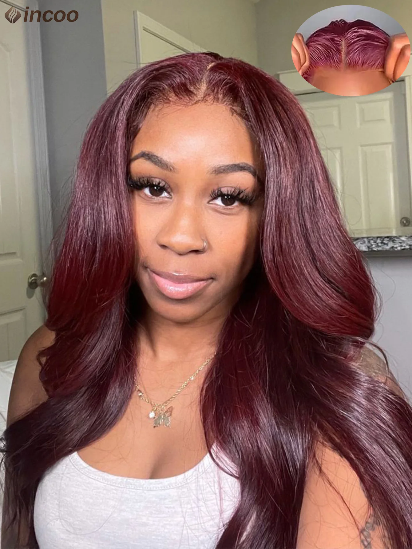 

Red Burgundy Glueless Human Hair Wigs 9X6 Lace Frontal Wig Ginger Blonde Colored Body Wave Bye Bye Knots Wear Go Lace Front Wigs