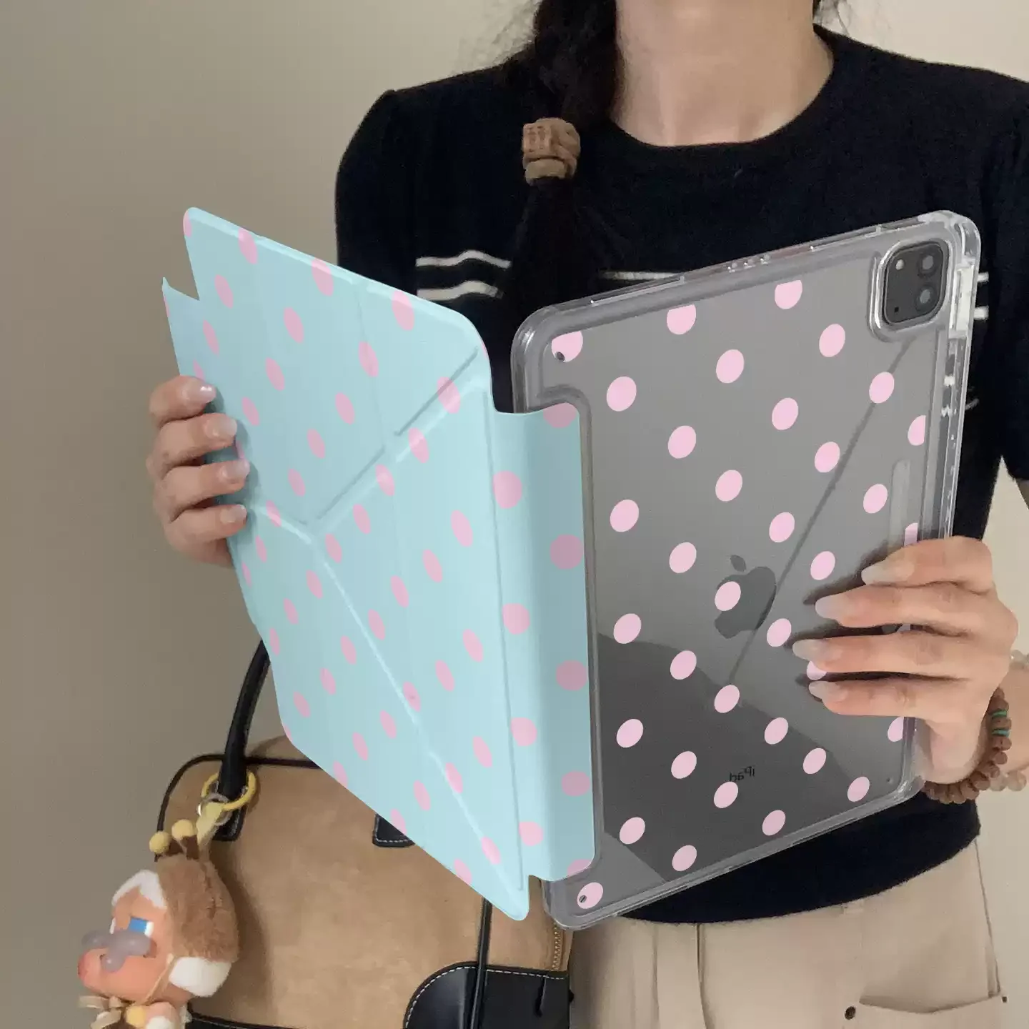 Ins Pink Polka Dot Blue Tablet Case For iPad Pro 11 12.9 13 M2 M4 M3 M5 Shell 8.3 9.7 10.2 5/6/7/8/9/10/11th Air 3 4 5 6 7 Cover